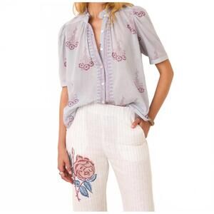 NEW ALIX OF BOHEMIA winn pansy shirt in blue sky